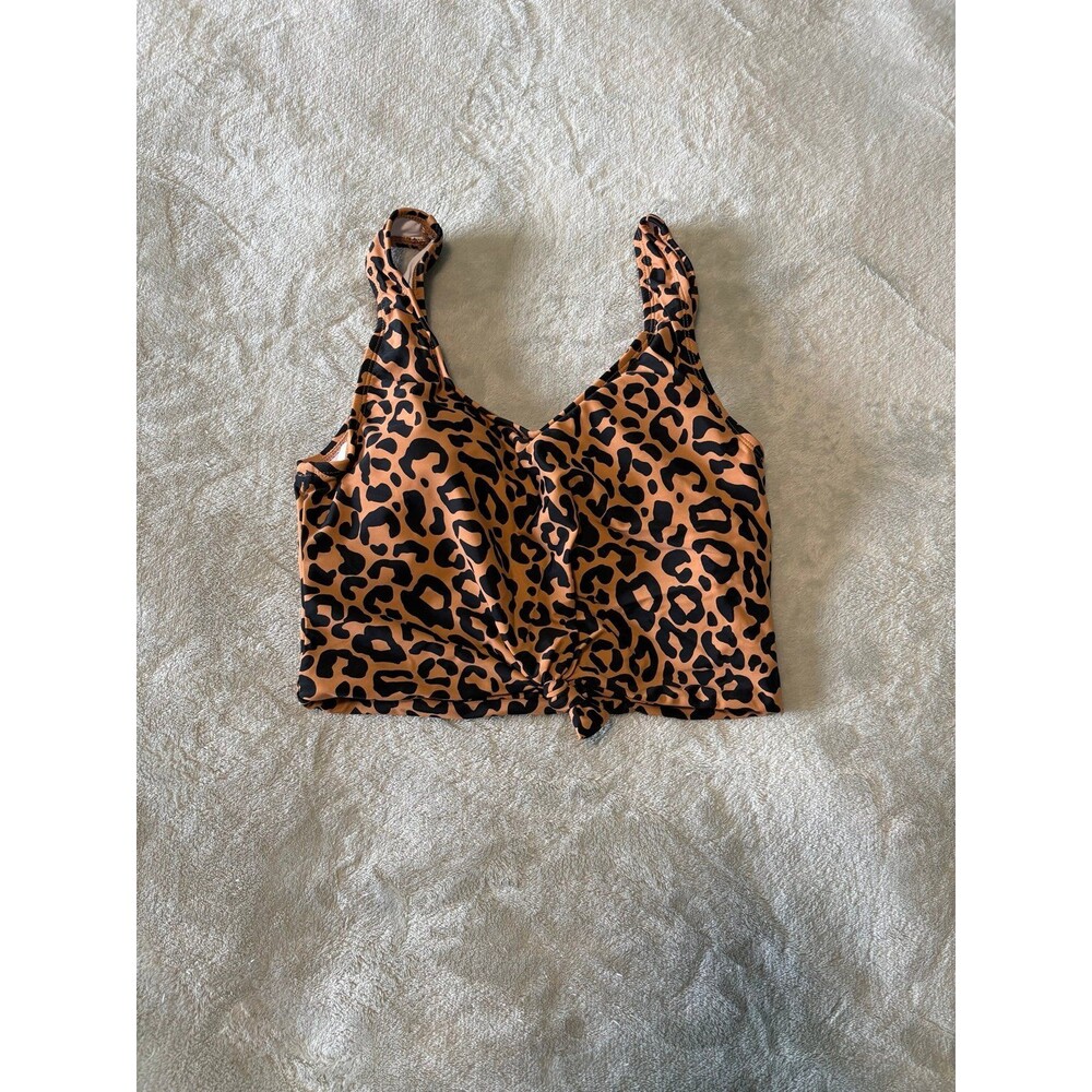 Swimsuit 2 piece tankini modest reversible super high rise leopard animal print